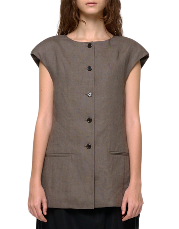 Linen Curved Vest