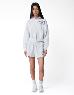 Sporty & Rich Varsity Crest Cropped Zip Hoodie - Rezetstore