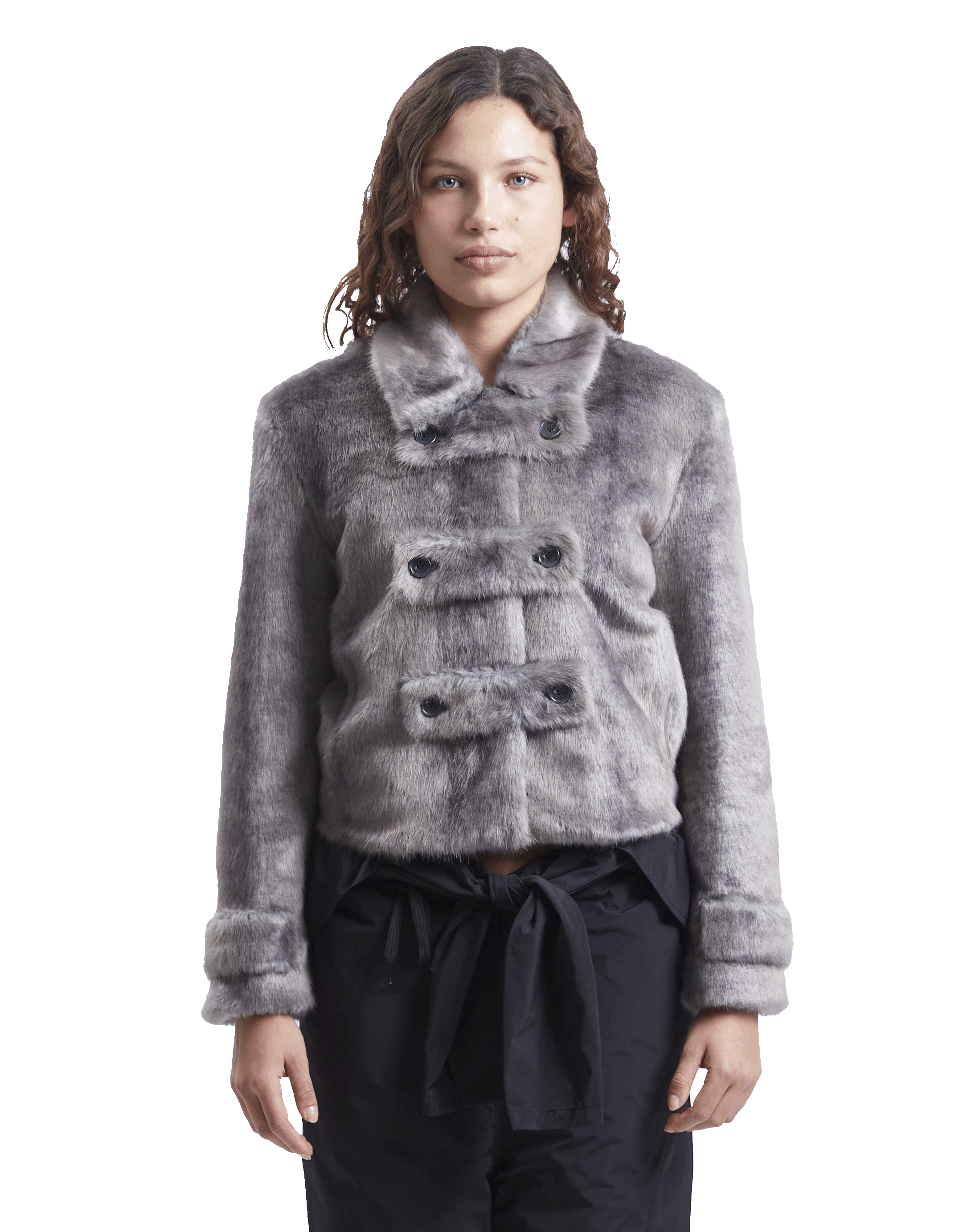 Faux Fur Tab Toggle Jacket