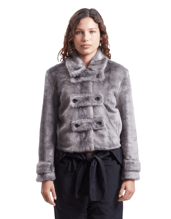 Faux Fur Tab Toggle Jacket