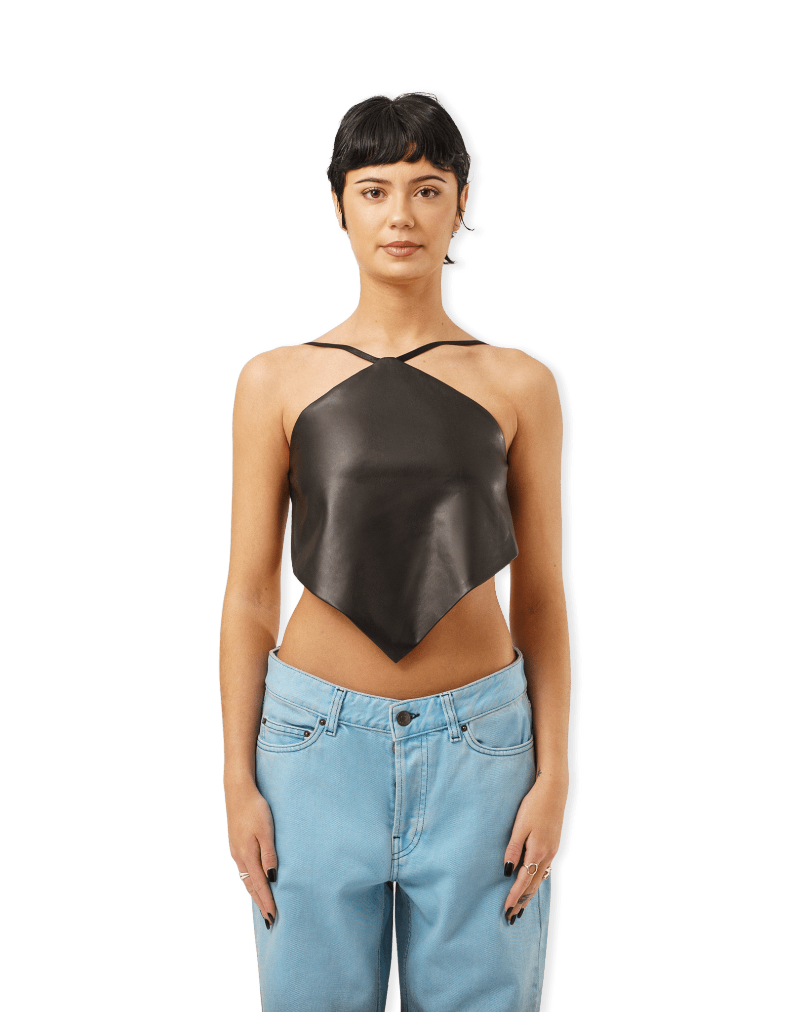 Mina Imitation Leather Top